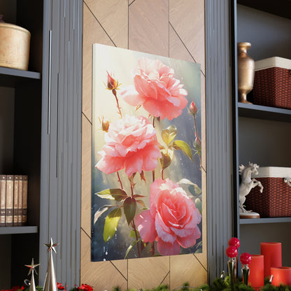 Rose Flowers - Watercolor Painting Digital Illustration Canvas Gallery Wraps