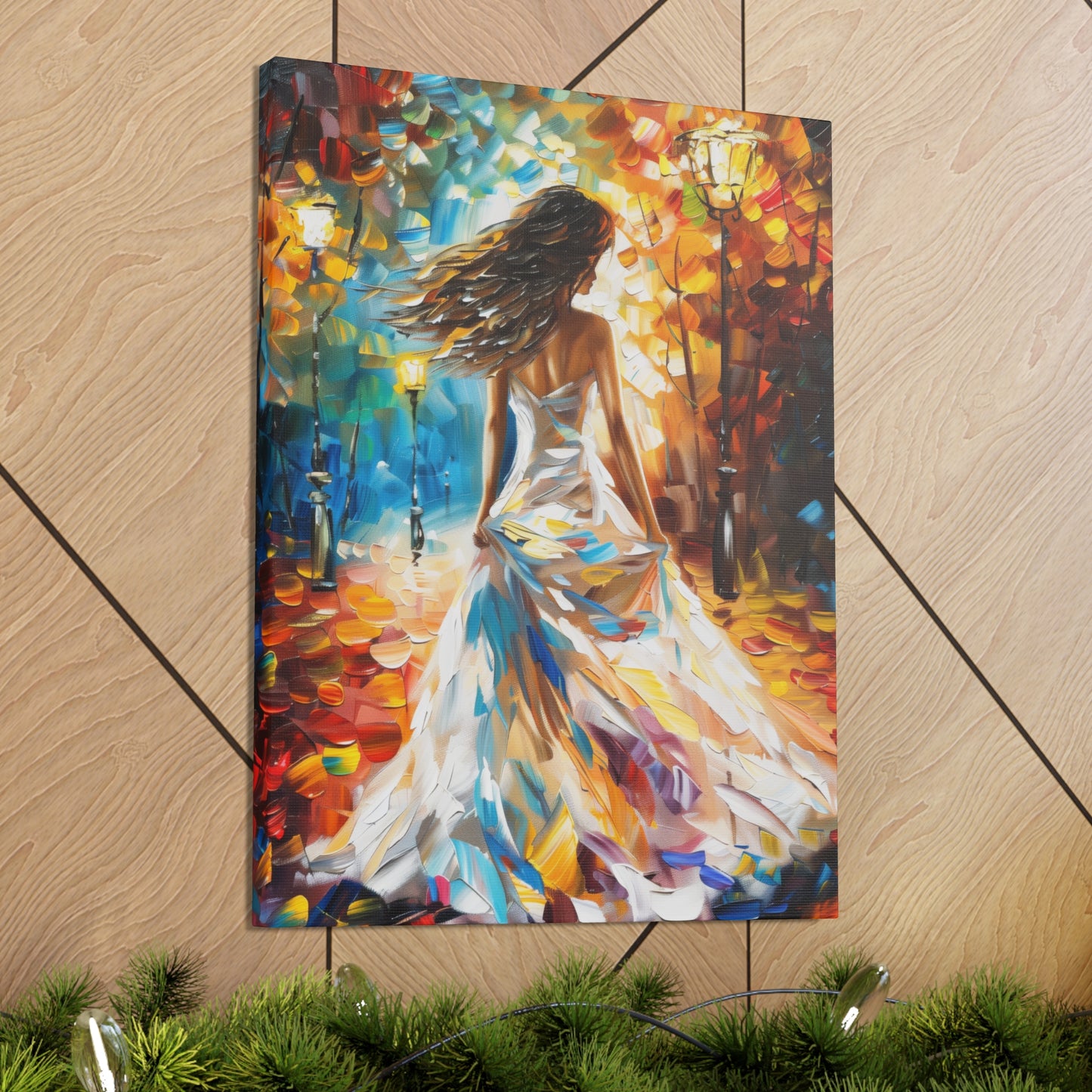 bride walking in street - Leonid Afremov Style Digital Print Canvas Gallery Wraps