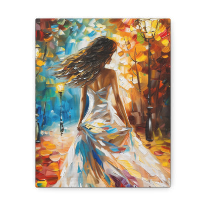 bride walking in street - Leonid Afremov Style Digital Print Canvas Gallery Wraps