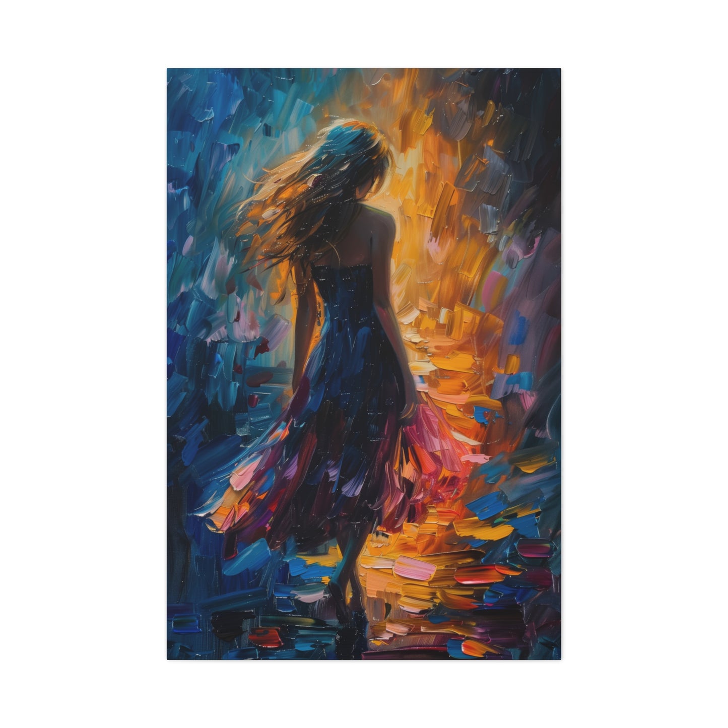 girl - Leonid Afremov Style Digital Print Canvas Gallery Wraps