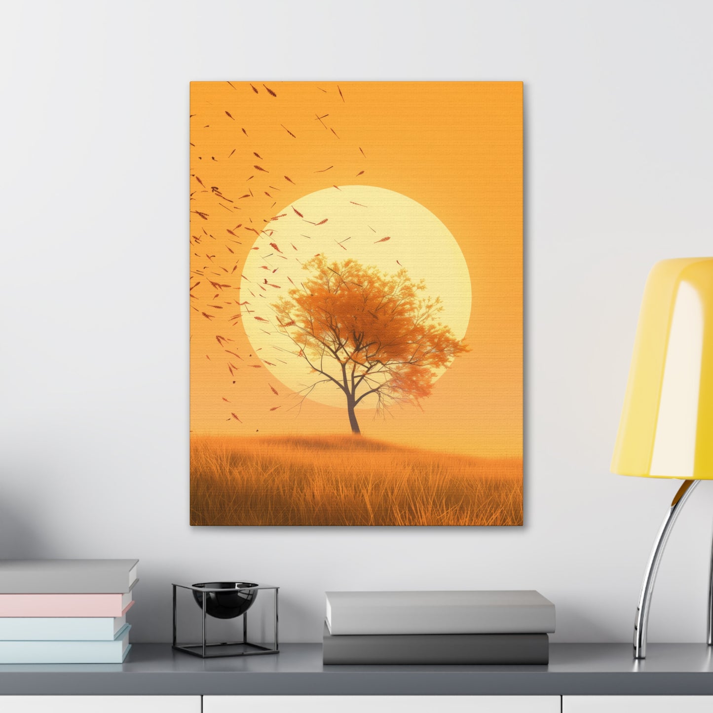 Tree in a Golden Sunset Digital Illustration Canvas Gallery Wraps