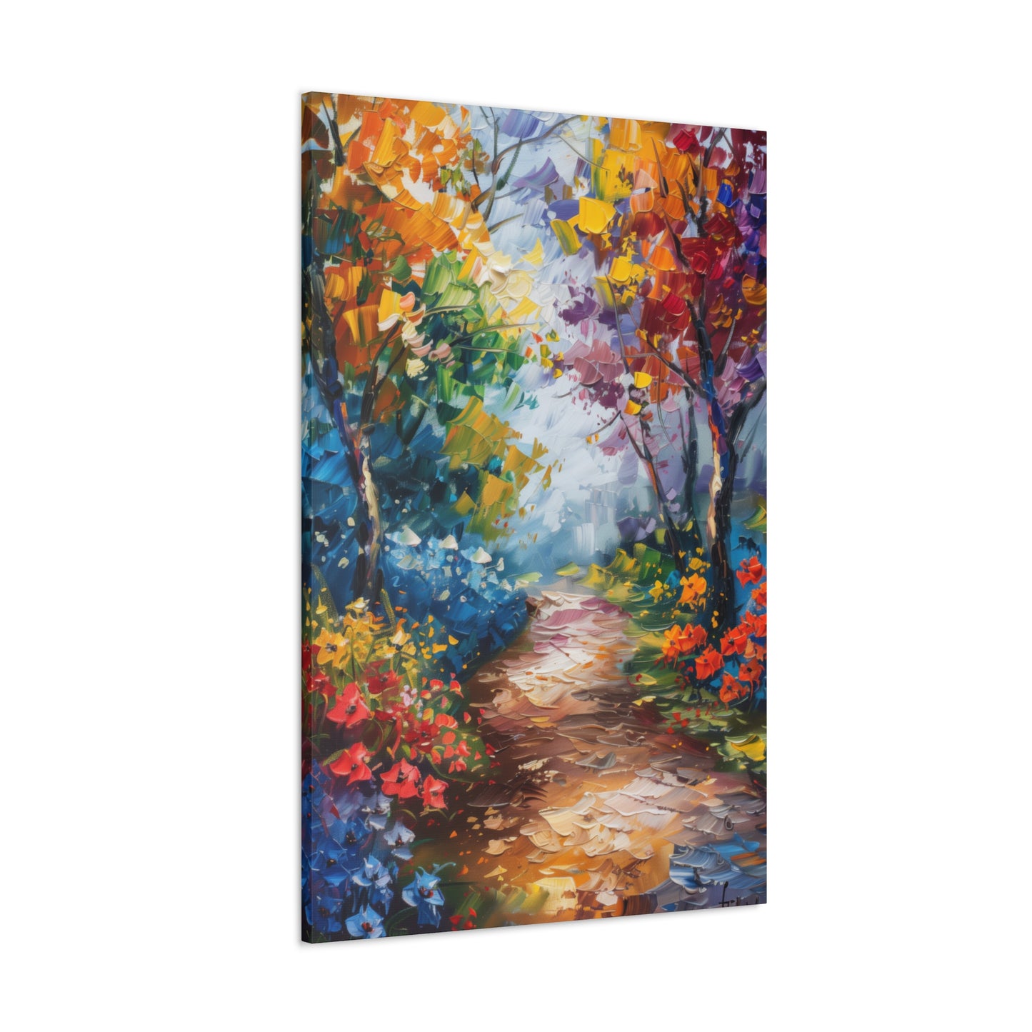 Road Through Autumn Flower Forest - Leonid Afremov Oil Painting Canvas Gallery Wraps