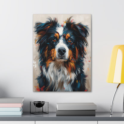 Border Collie Dog - Abstract Illustration Canvas Gallery Wraps