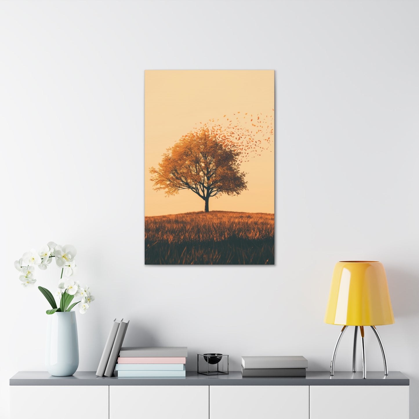 Tree in a Golden Sunset Digital Illustration Canvas Gallery Wraps