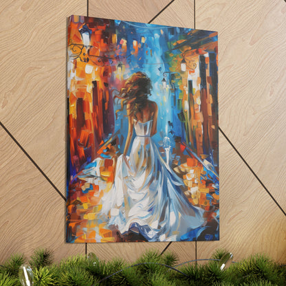 Bride in the Street - Leonid Afremov Style Digital Print Canvas Gallery Wraps