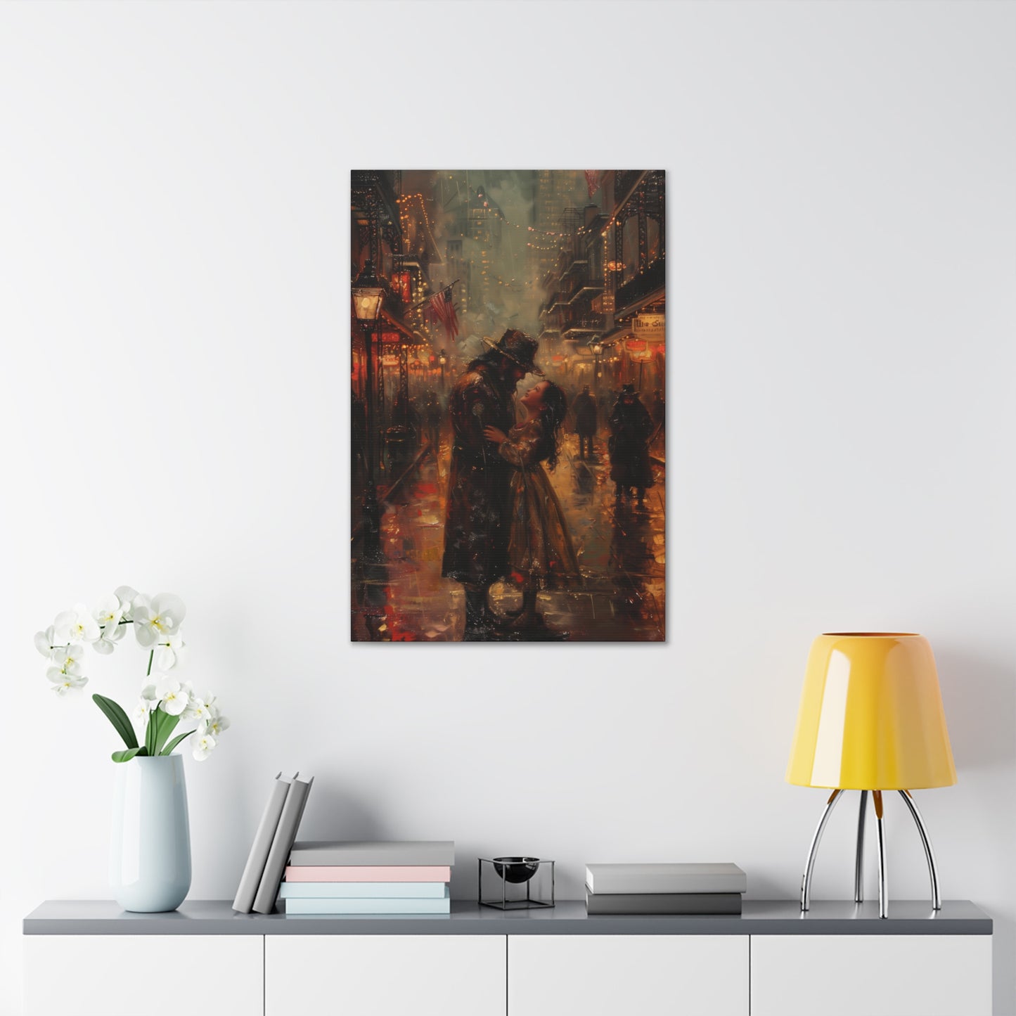 Father and Daughter Dancing on the Street - Rembrandt Style Digital Oil Painting Canvas Gallery Wraps