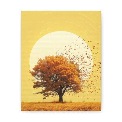 Tree in a Golden Sunset Digital Illustration Canvas Gallery Wraps