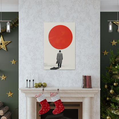 Man walking to red circle  - Takeshi Kitano Style Digital Illustration Canvas Gallery Wraps