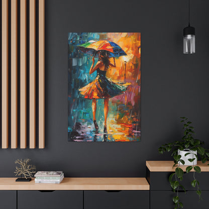 Walking in the Rain - Leonid Afremov Style Digital Print Canvas Gallery Wraps