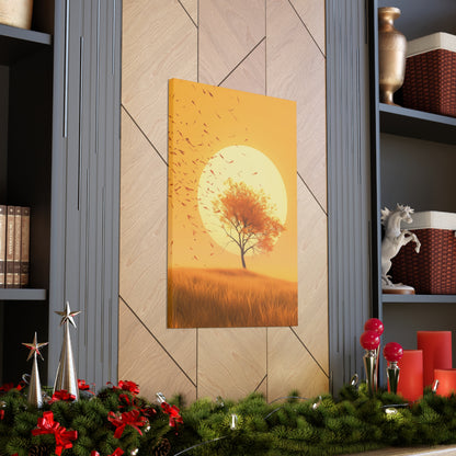 Tree in a Golden Sunset Digital Illustration Canvas Gallery Wraps