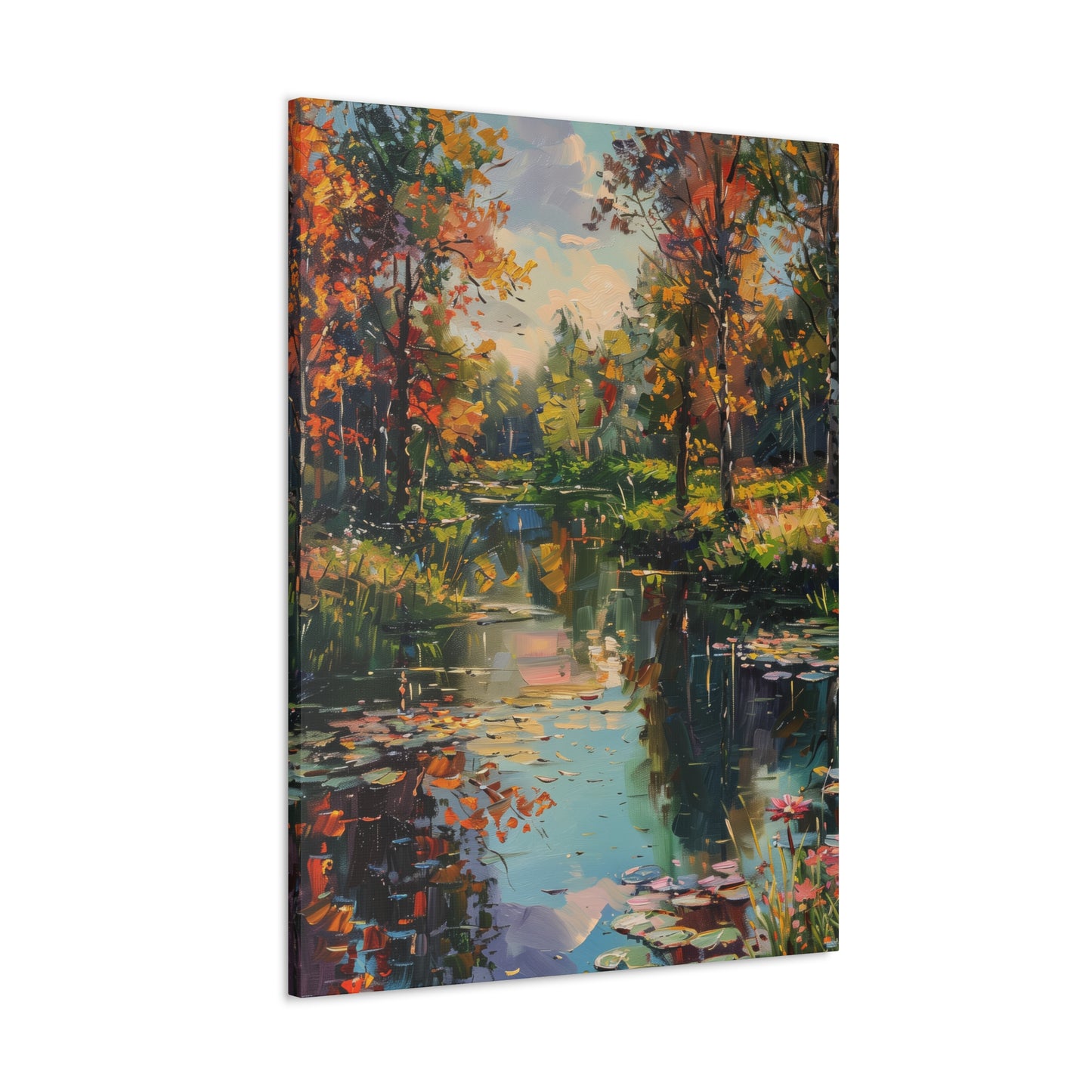 Lake in a Forest - Claude Monet Style Digital Print Canvas Gallery Wraps