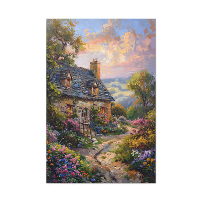 rich countryside house with garden in medieval times Digital Oil Painting Print Canvas Gallery Wraps