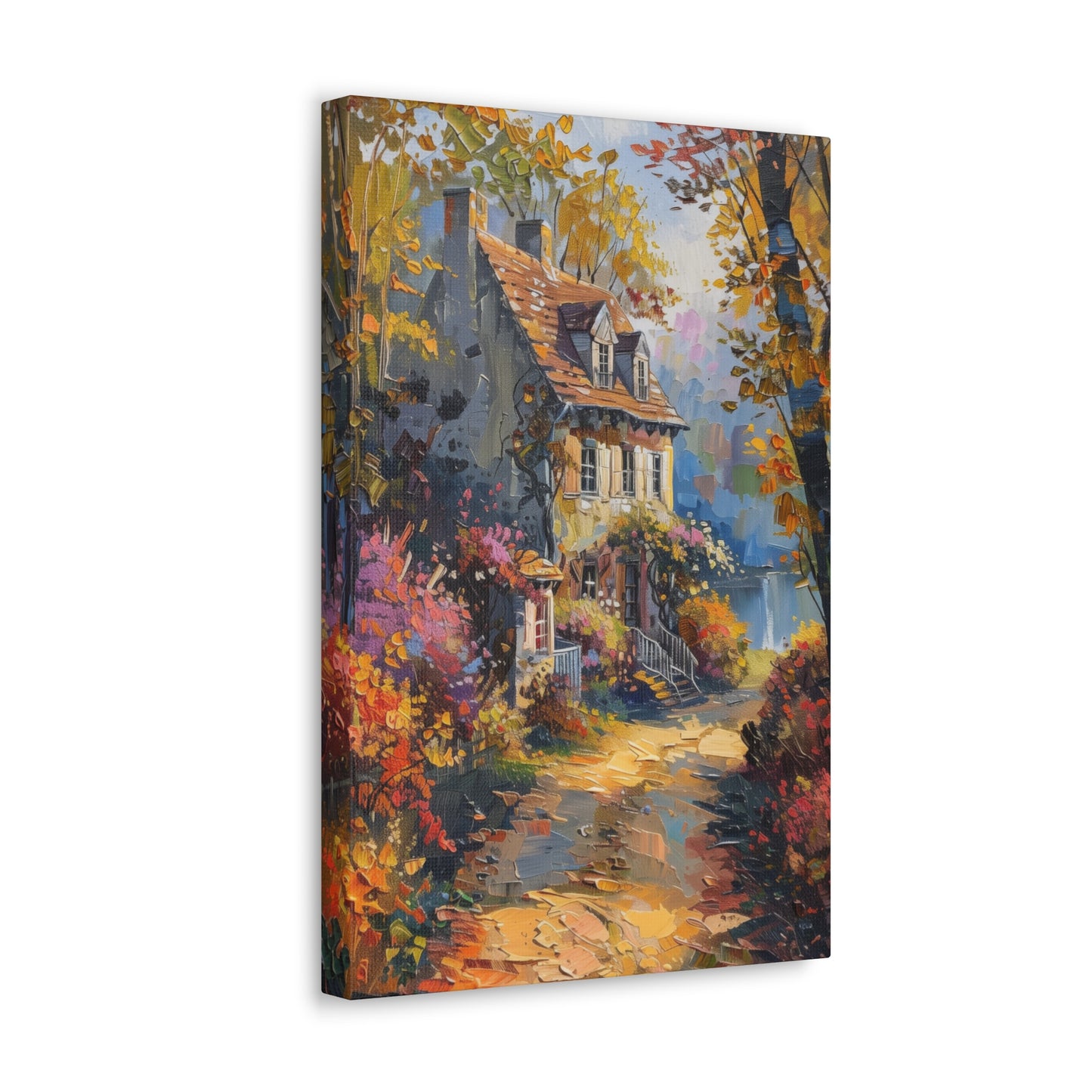 countryside village house medieval times Digital Oil Painting Print Canvas Gallery Wraps