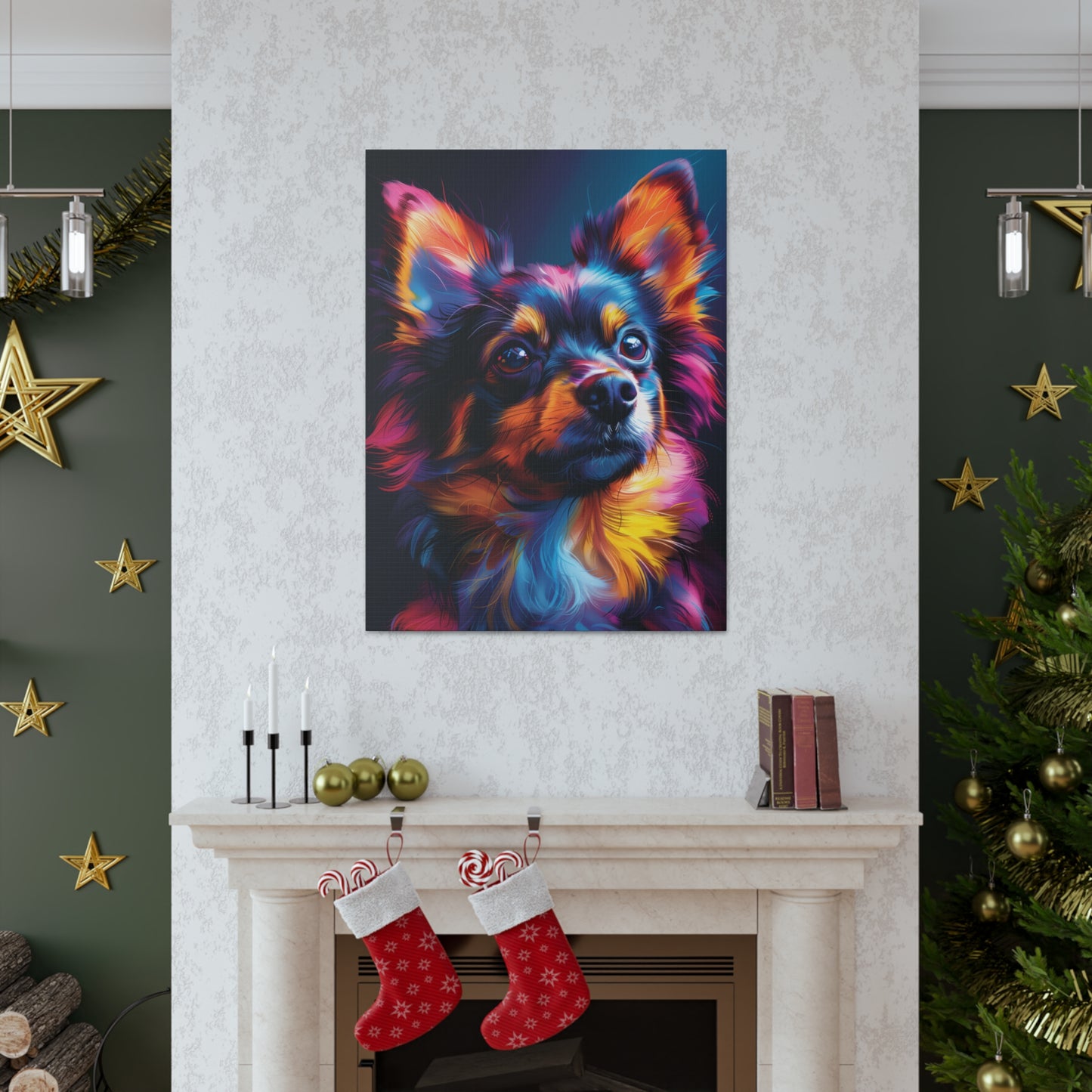 Papillon Dog - Abstract Illustration Canvas Gallery Wraps