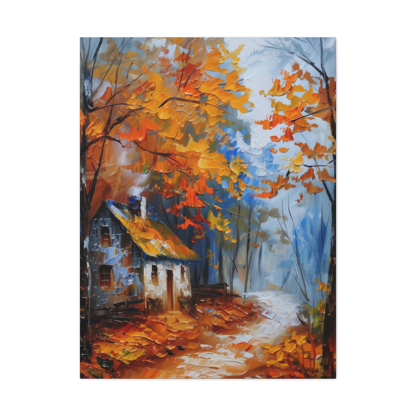 Old House Near the Road Through Autumn Forest - Leonid Afremov Oil Painting Canvas Gallery Wraps