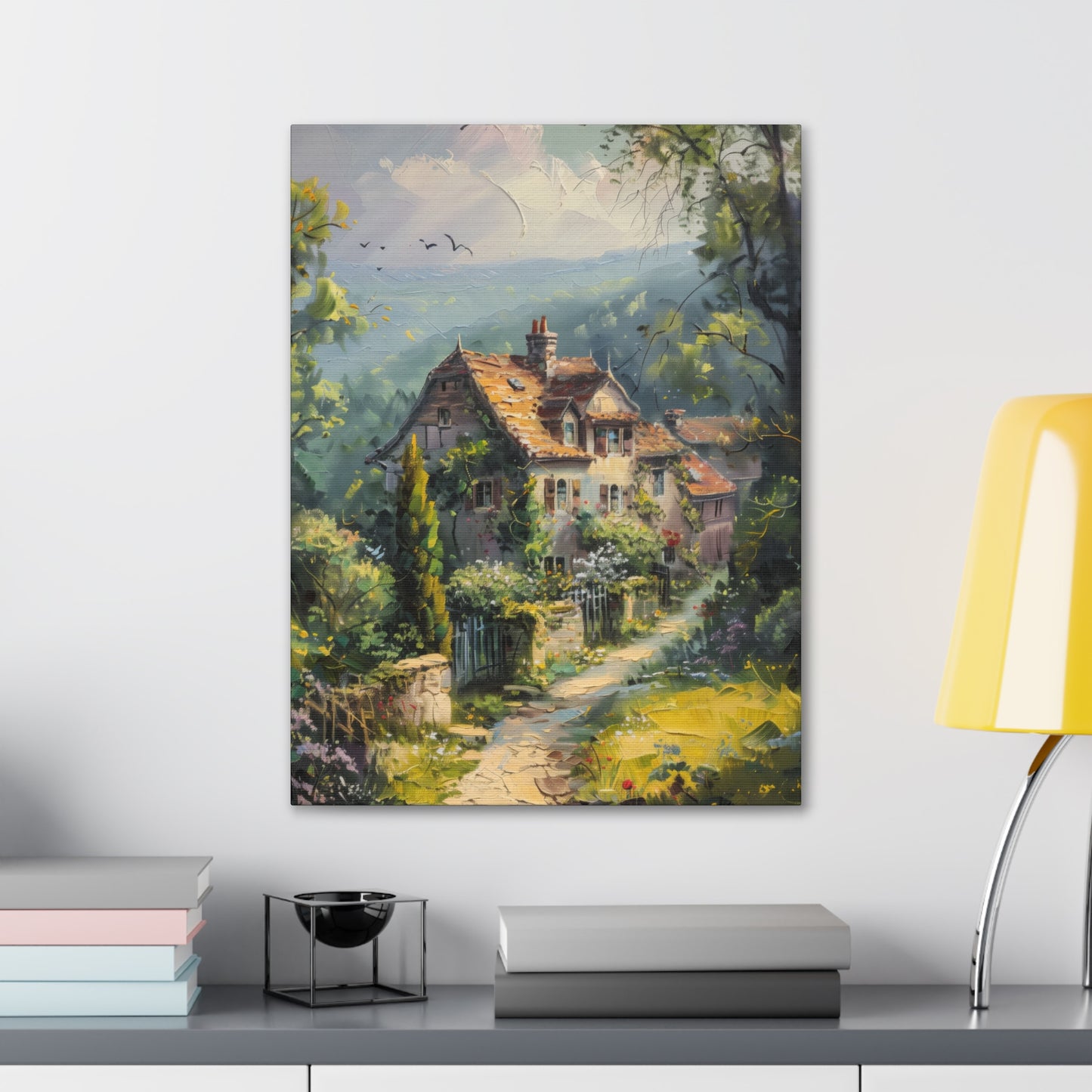 old house in countryside vintage Digital Oil Painting Print Canvas Gallery Wraps