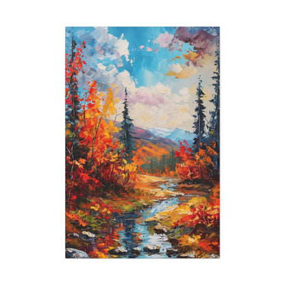 A River flows through autumn forest - Leonid Afremov Style Digital Print Canvas Gallery Wraps