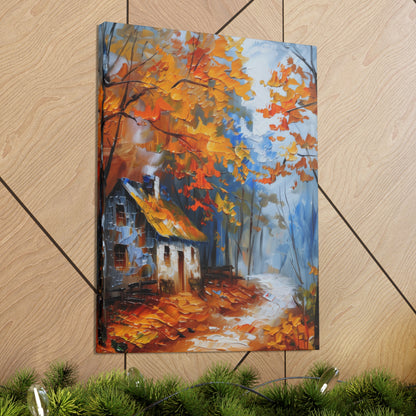 Old House Near the Road Through Autumn Forest - Leonid Afremov Oil Painting Canvas Gallery Wraps