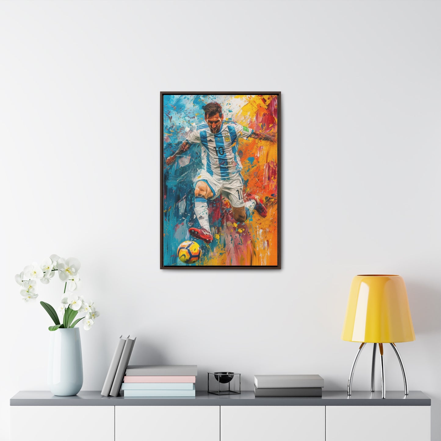 Lionel Messi Playing with Argentina T-Shirt - Canvas Print