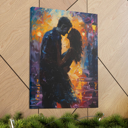 Couple - Leonid Afremov Style Digital Oil Painting Canvas Gallery Wraps