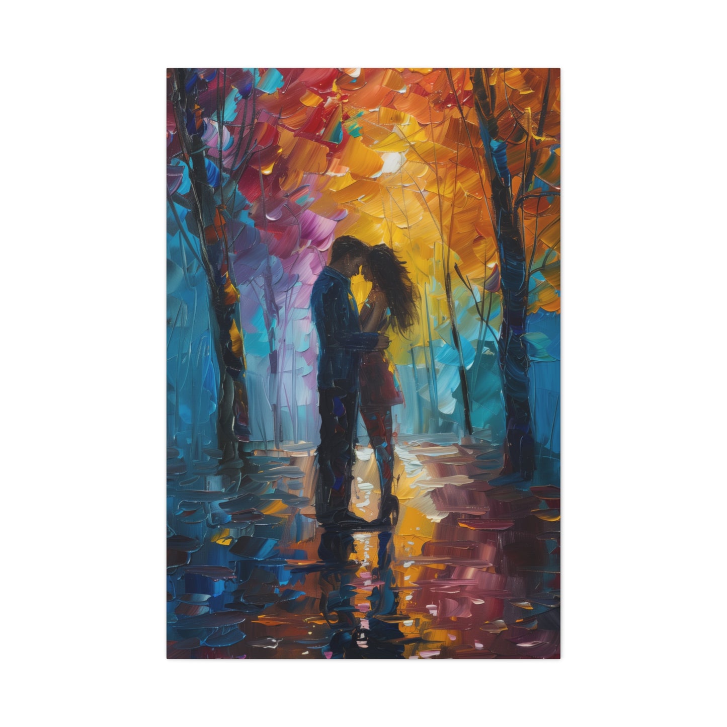 Couple - Leonid Afremov Style Digital Oil Painting Canvas Gallery Wraps