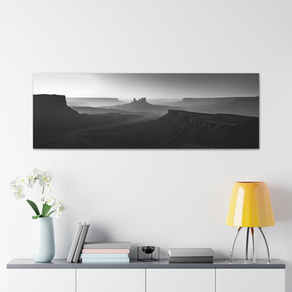 Wild West Desert of Arizona - Black and White Landscape Panorama Canvas Gallery Wraps