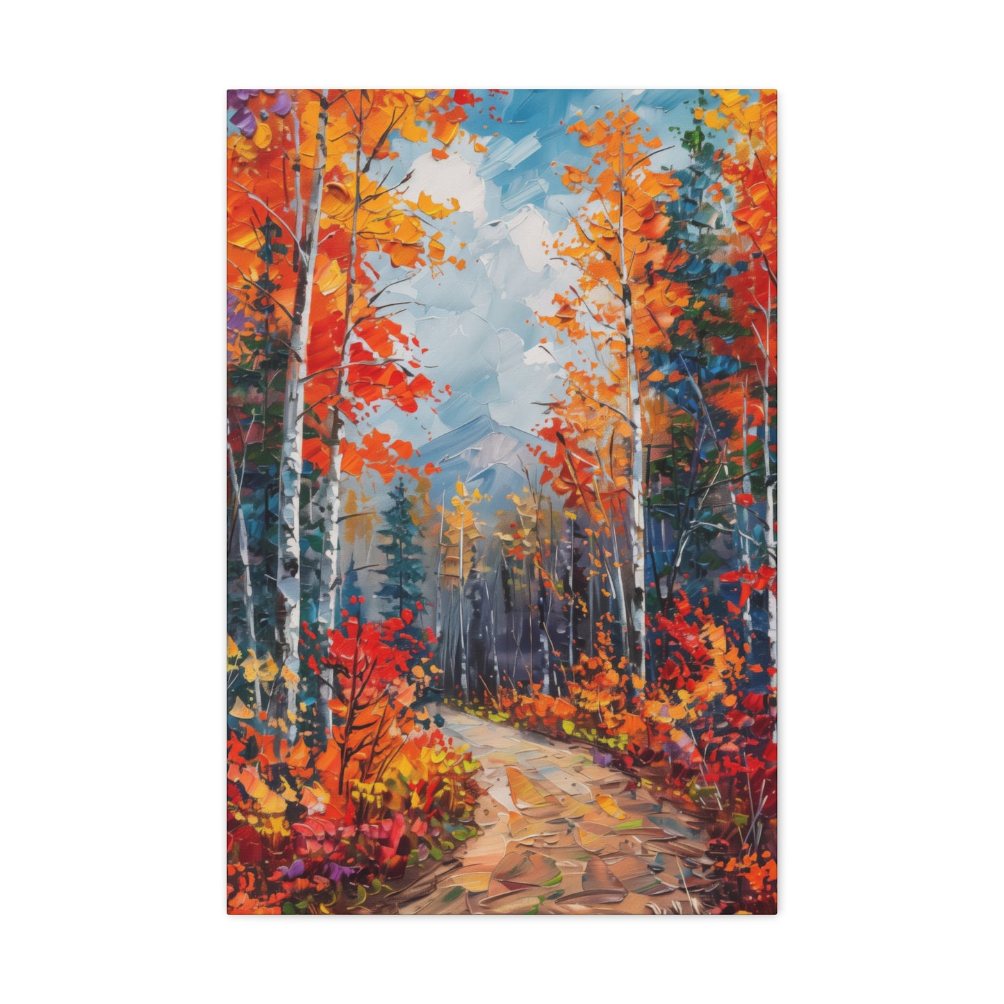 road through autumn forest - Leonid Afremov Style Digital Print Canvas Gallery Wraps