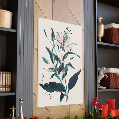 Lily Plant with Flowers - Illustration Canvas Gallery Wraps