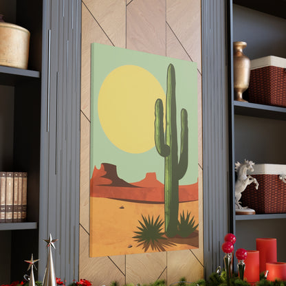 Saguaro Cactus in Desert - Illustration Canvas Gallery Wraps