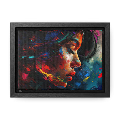 Beautiful Girl Face - Colorful Impressionist Style Digital Canvas Art Print Horizontal Frame