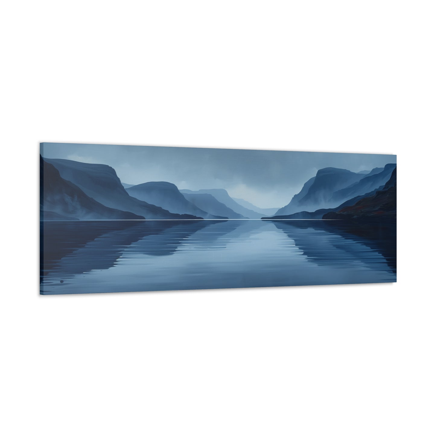 Lake Landscape with Mountains - Morning Mist Panorama Canvas Gallery Wraps