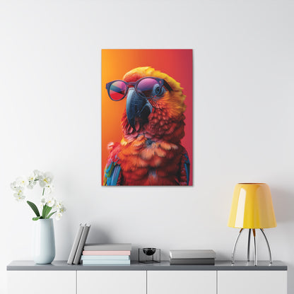 Parrot Wearing Sunglasses - Illustration Canvas Gallery Wraps