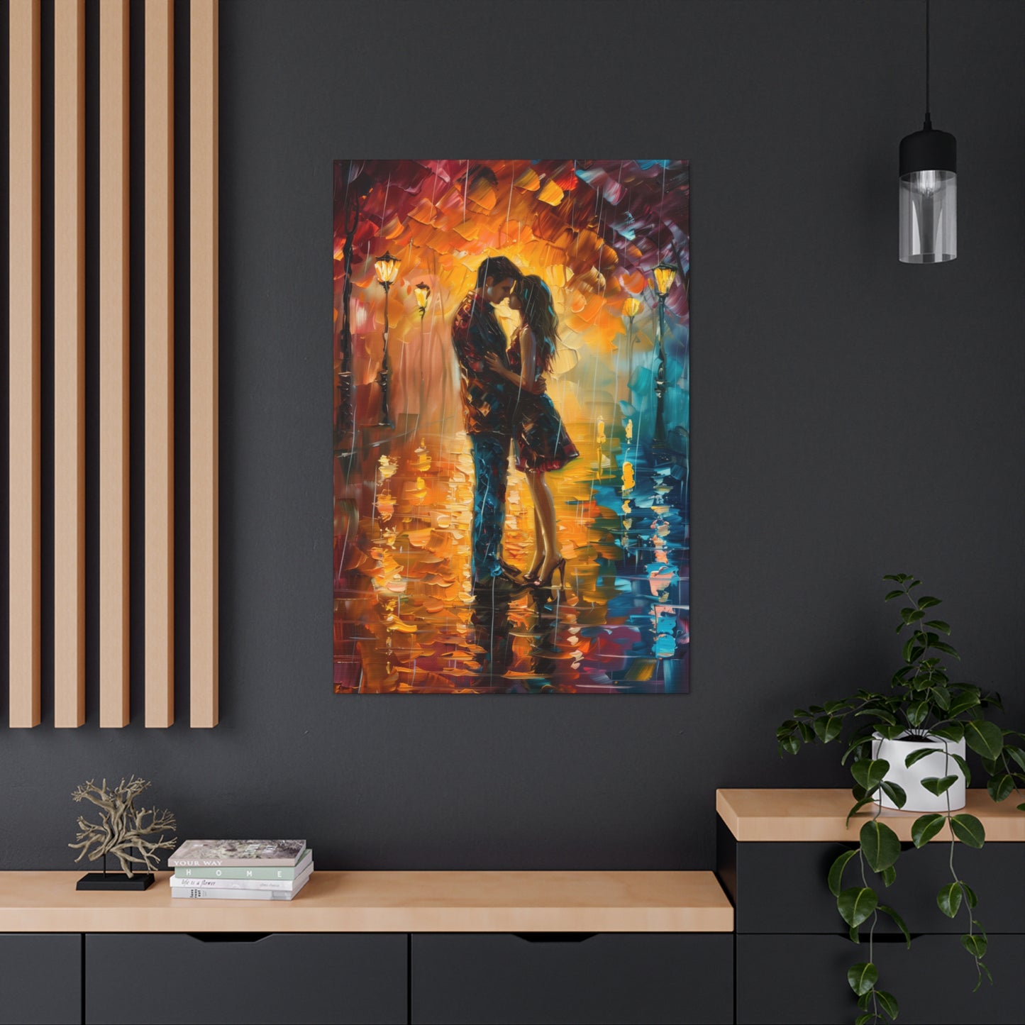 Couple - Leonid Afremov Style Digital Oil Painting Canvas Gallery Wraps