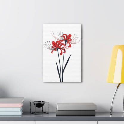 Red Spider Lily Flower Digital Illustration Canvas Gallery Wraps