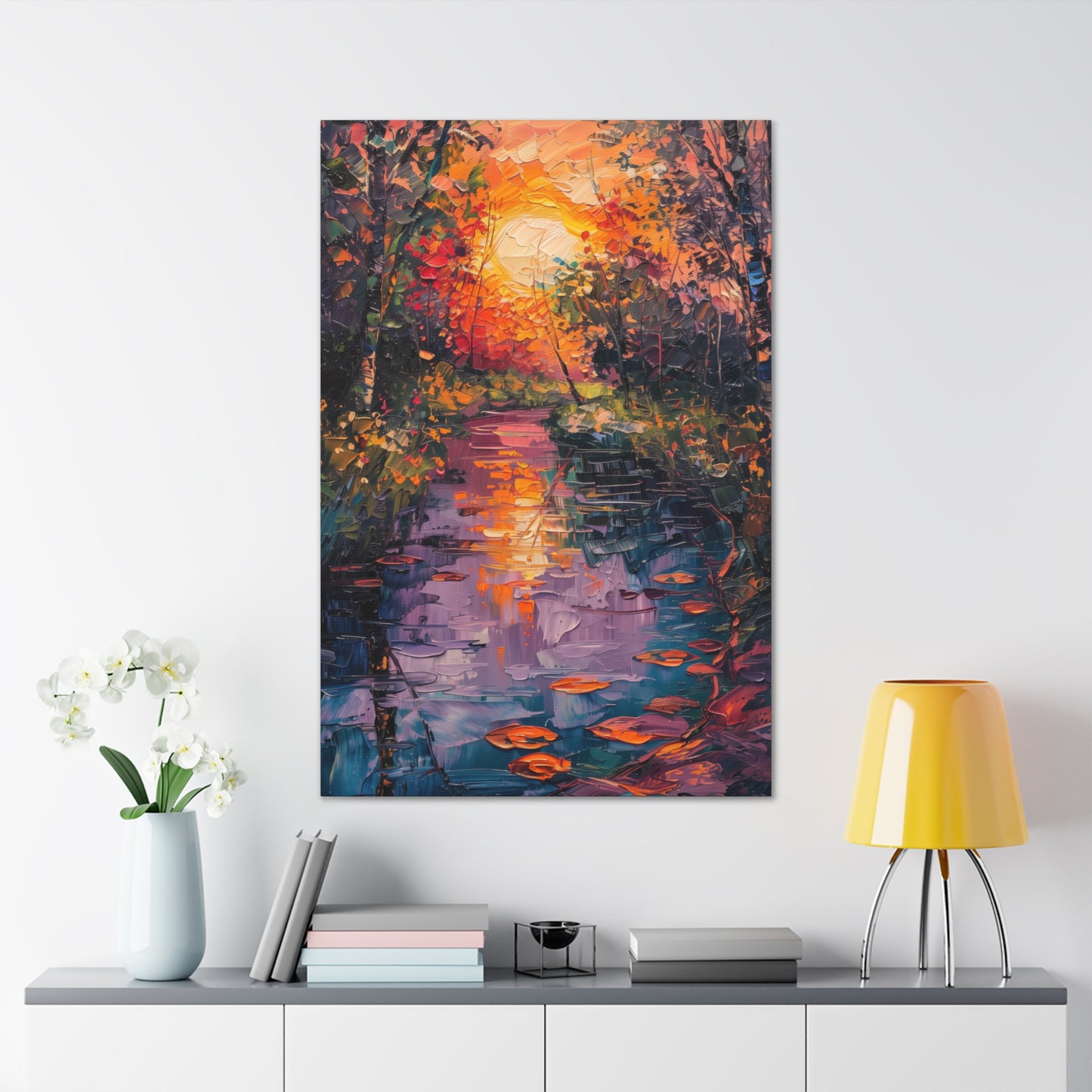 Pond in a Forest - Claude Monet Style Digital Print Canvas Gallery Wraps