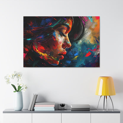 Beautiful Girl Face - Colorful Impressionist Style Digital Art Canvas Gallery Wraps