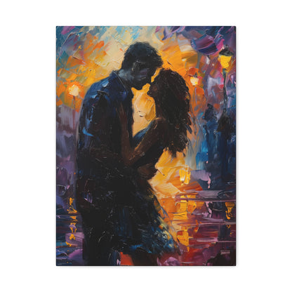 Couple - Leonid Afremov Style Digital Oil Painting Canvas Gallery Wraps