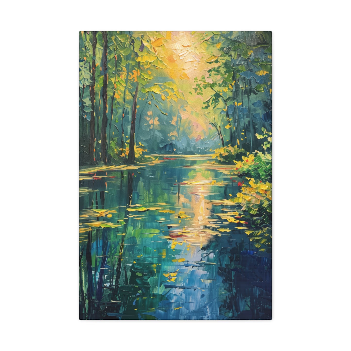 Lake in a Forest - Claude Monet Style Digital Print Canvas Gallery Wraps