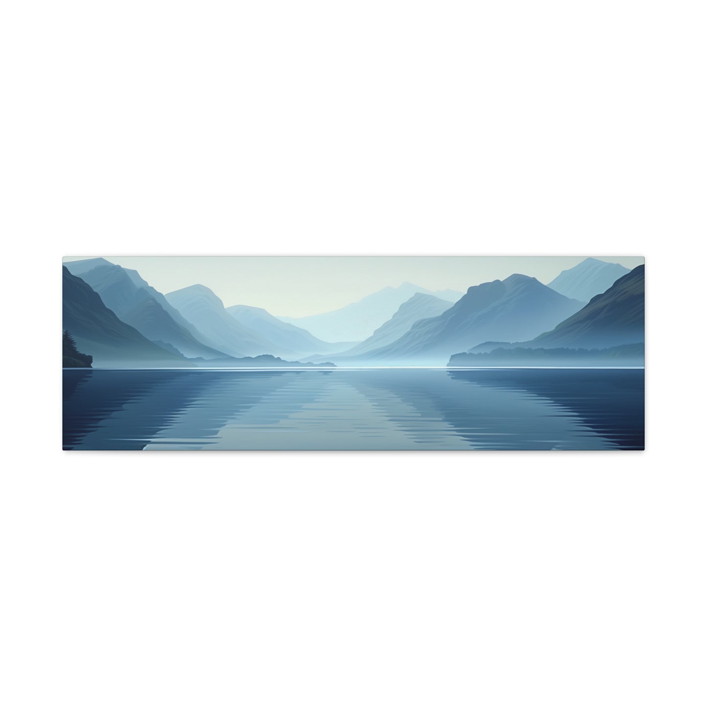 Scottish Lake Landscape - Morning Mist with Mountain Panorama Canvas Gallery Wraps