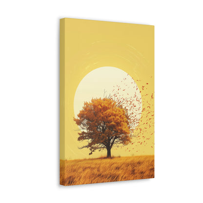 Tree in a Golden Sunset Digital Illustration Canvas Gallery Wraps