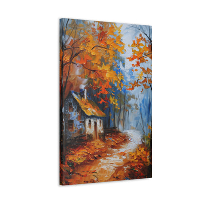 Old House Near the Road Through Autumn Forest - Leonid Afremov Oil Painting Canvas Gallery Wraps