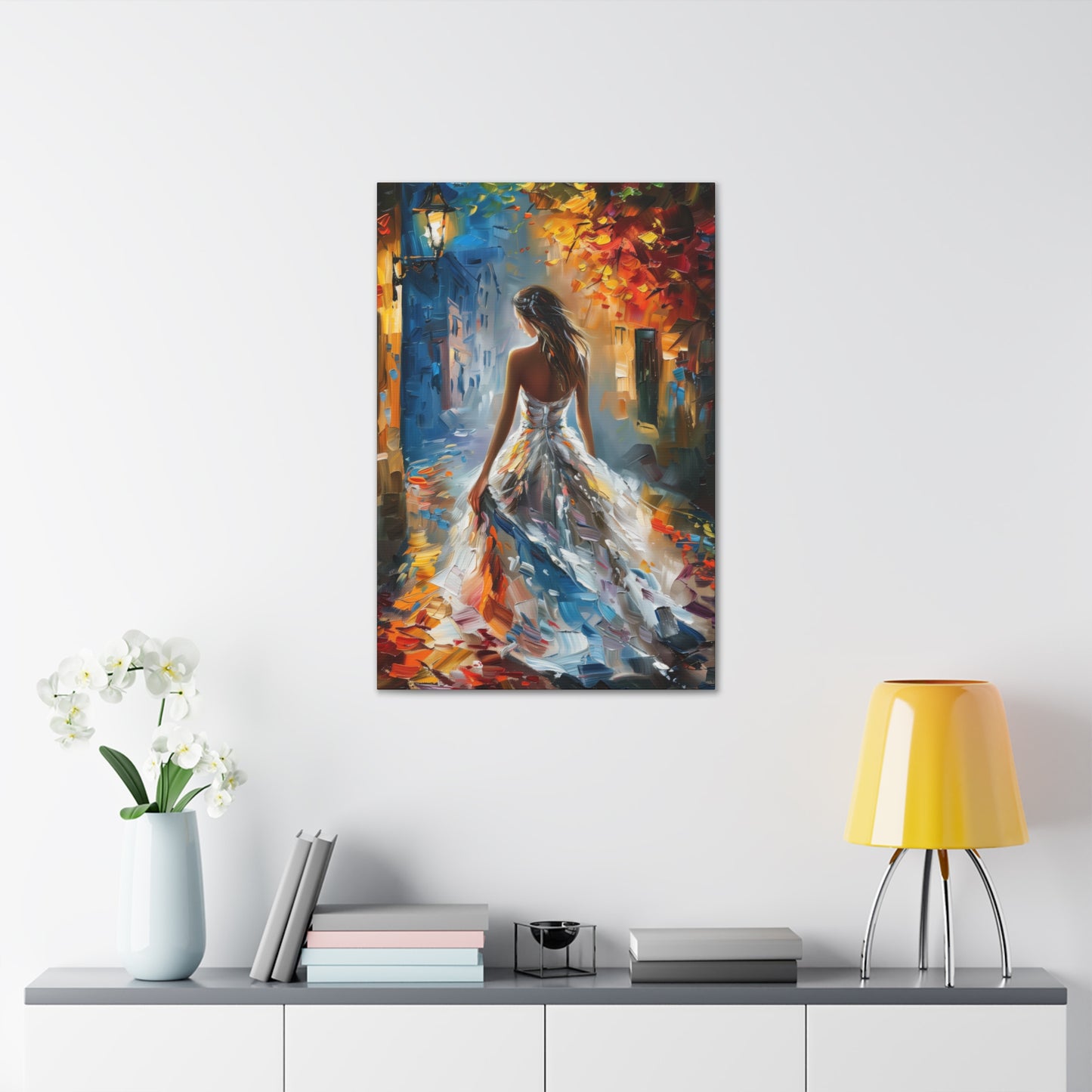 Bride walking in the streets - Leonid Afremov Style Digital Print Canvas Gallery Wraps