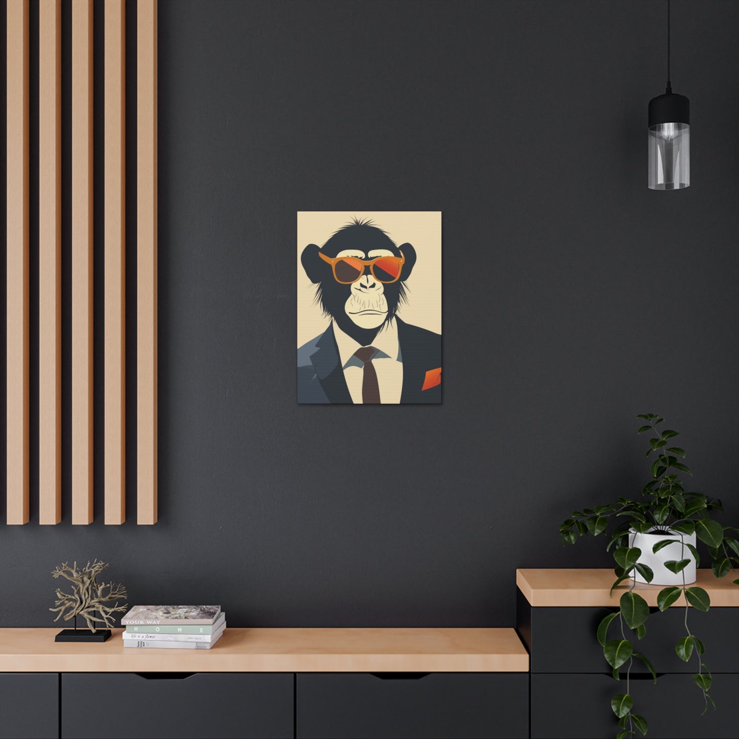 Ape Wearing Suite and Sunglasses Digital Illustration Canvas Gallery Wraps