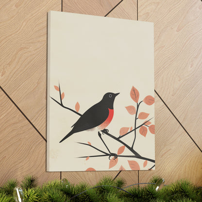 Bird siting on a tree branch Digital Illustration Canvas Gallery Wraps