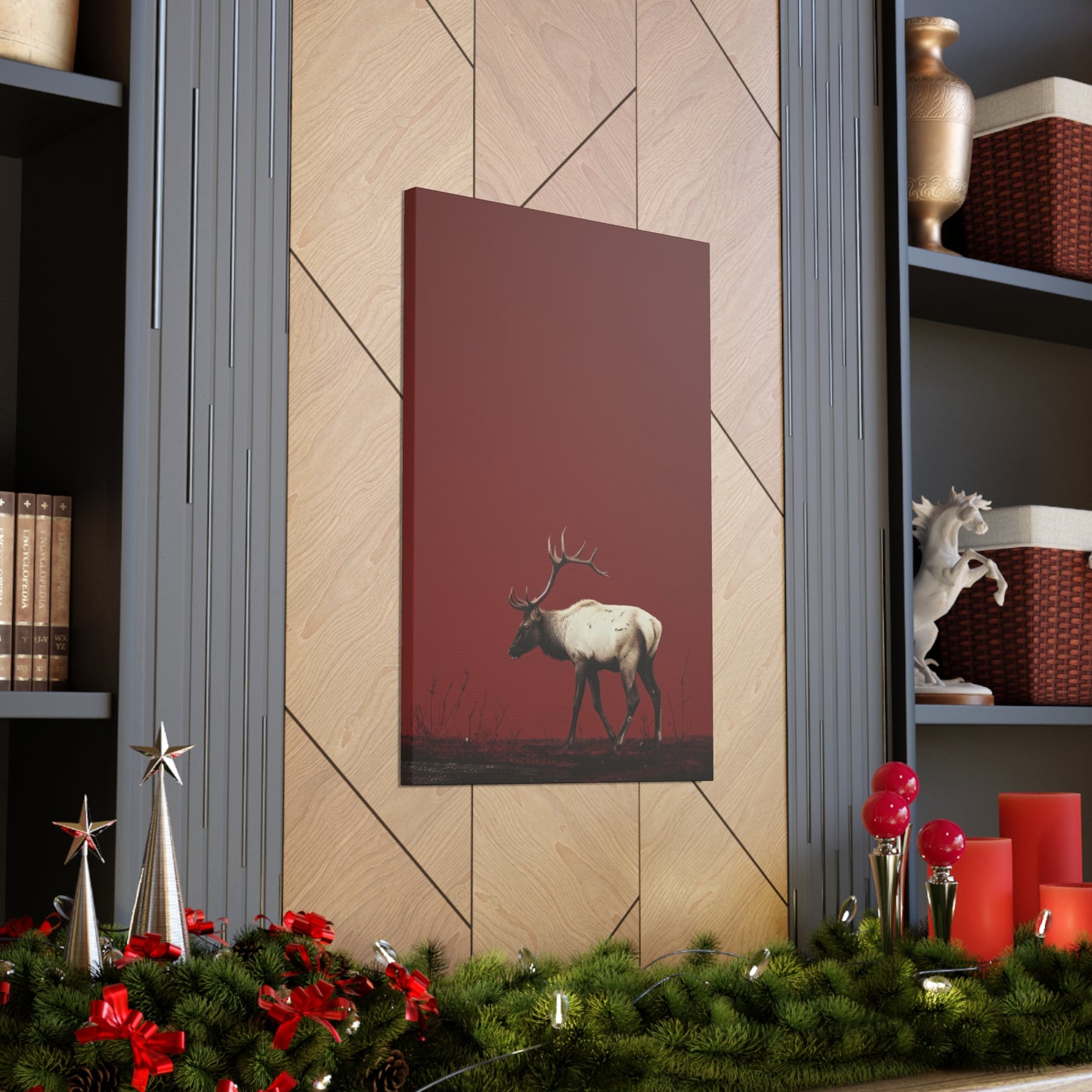 Moose with Antlers Digital Illustration Canvas Gallery Wraps