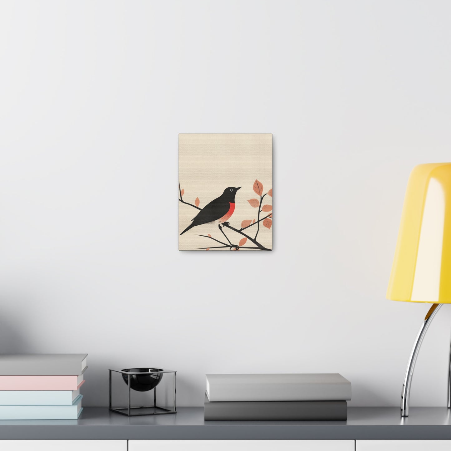 Bird siting on a tree branch Digital Illustration Canvas Gallery Wraps