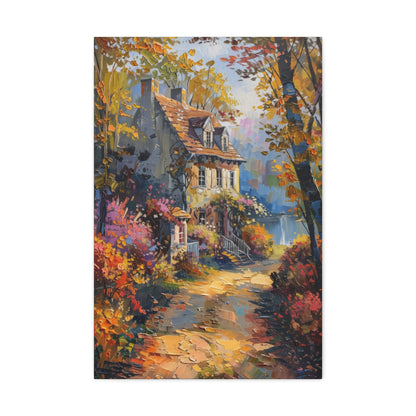 countryside village house medieval times Digital Oil Painting Print Canvas Gallery Wraps