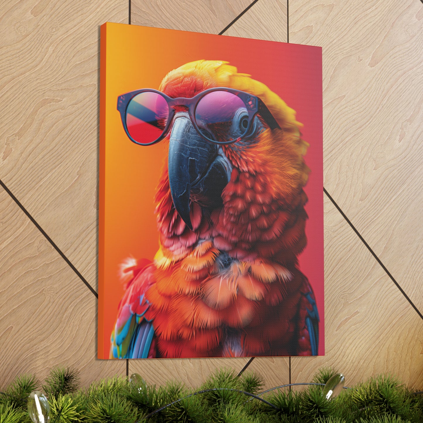 Parrot Wearing Sunglasses - Illustration Canvas Gallery Wraps