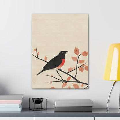 Bird siting on a tree branch Digital Illustration Canvas Gallery Wraps