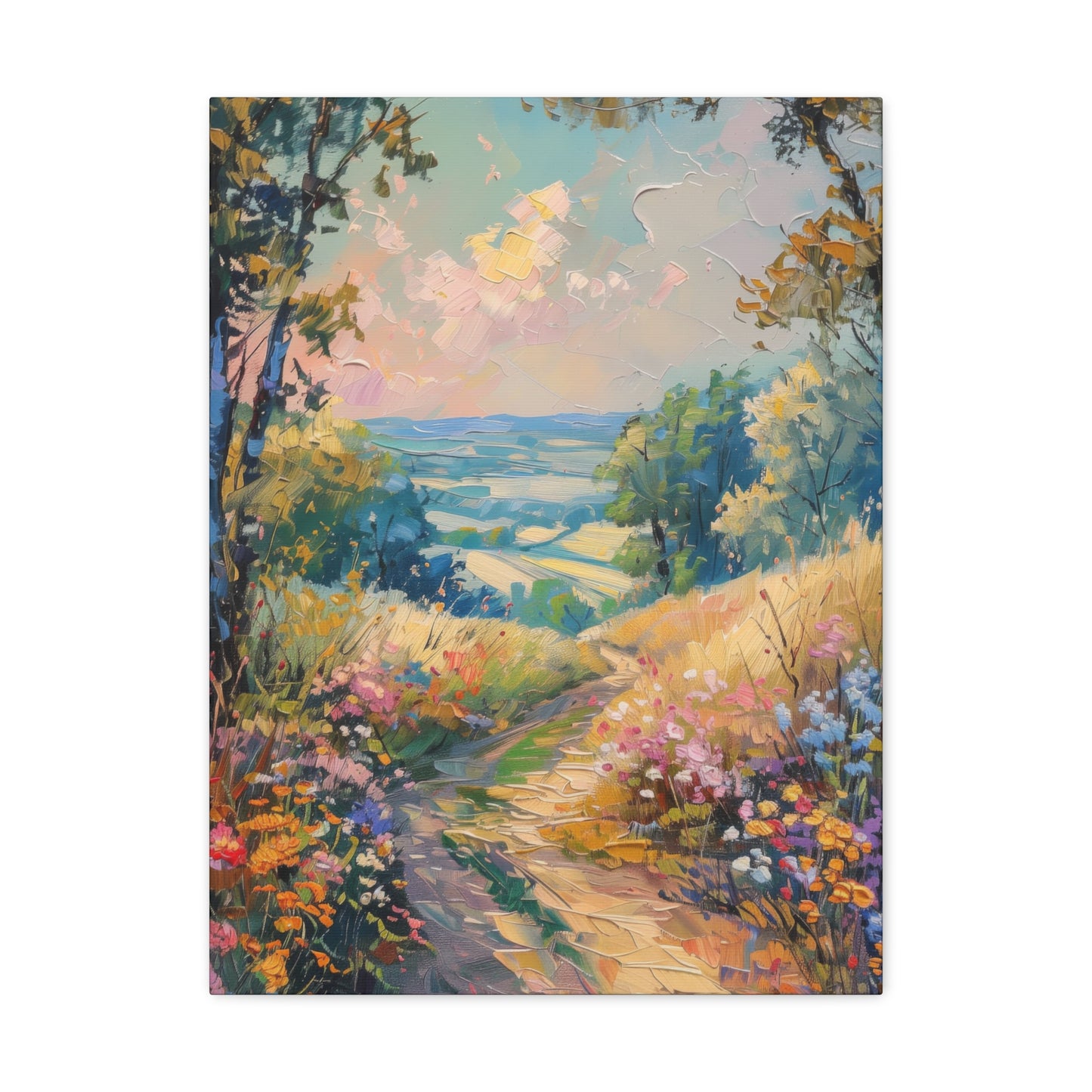 old countryside road in medieval times Digital Oil Painting Print Canvas Gallery Wraps